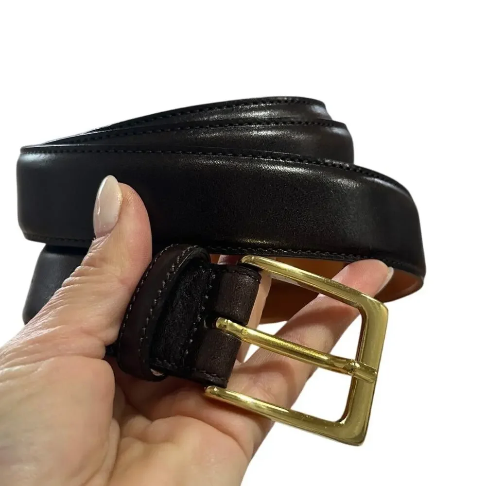 Trafalgar Men's Classic 30mm Black Cortina Leather Dress Belt, Size 44, Like New